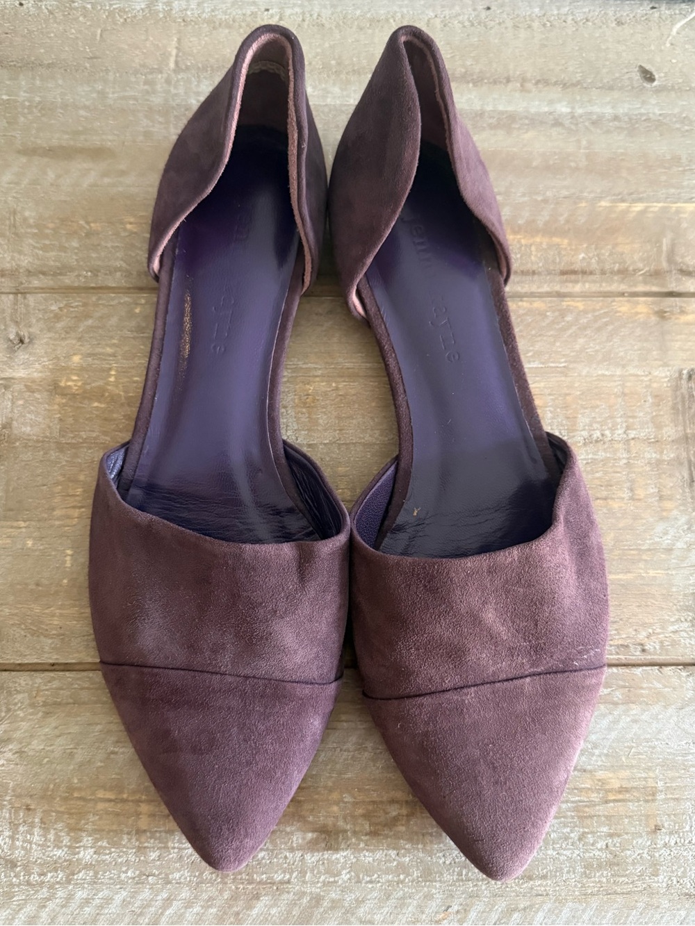 Jenni Kayne Plum Suede Pointed D'Orsay Flats